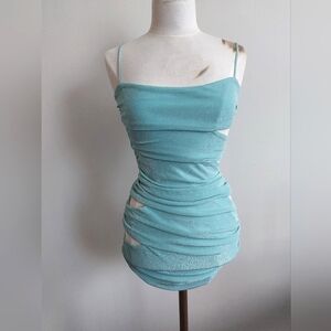 Oh Polly - Powder Blue Rouched Minidress - wintercore femme